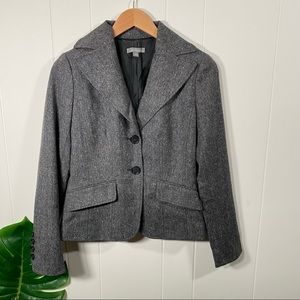 Ann Taylor Wool 2 Button Suit Jacket Blazer Gray Marl Women's Size 0